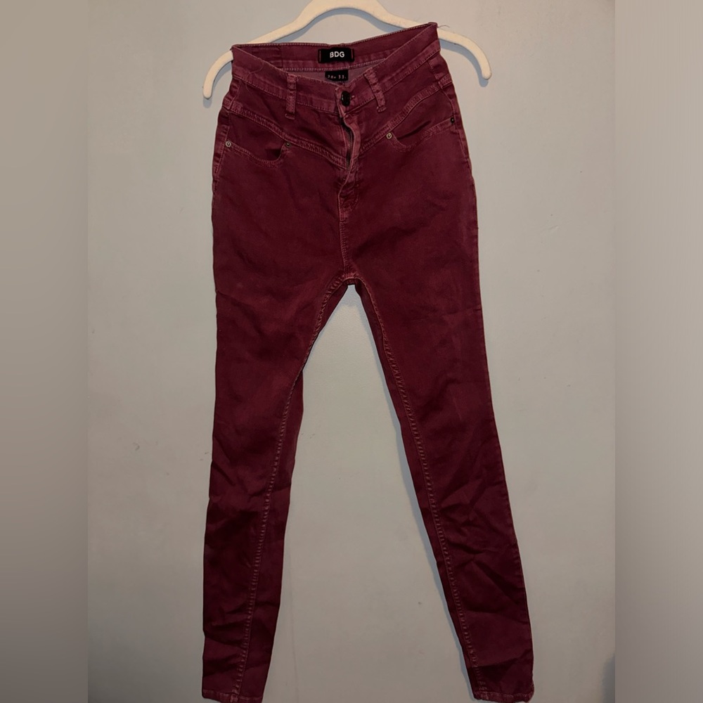 BDG Maroon High waisted Skinny Jeans Size 28 length 33